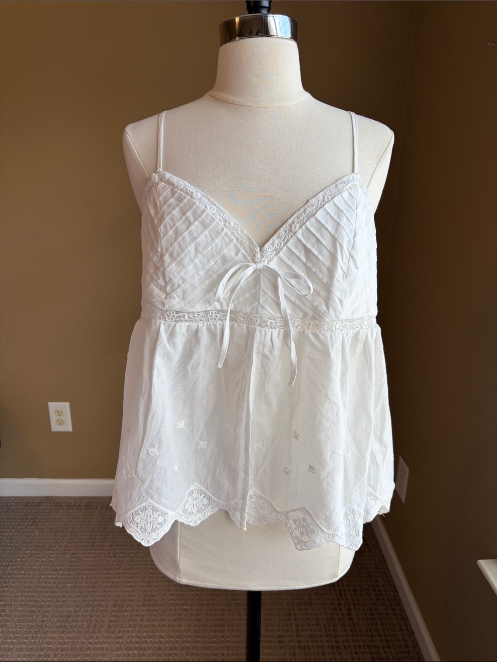 Amber Sky White Lace-Trim Camisole XL- Feminine Coquette Cottagecore Ren Faire